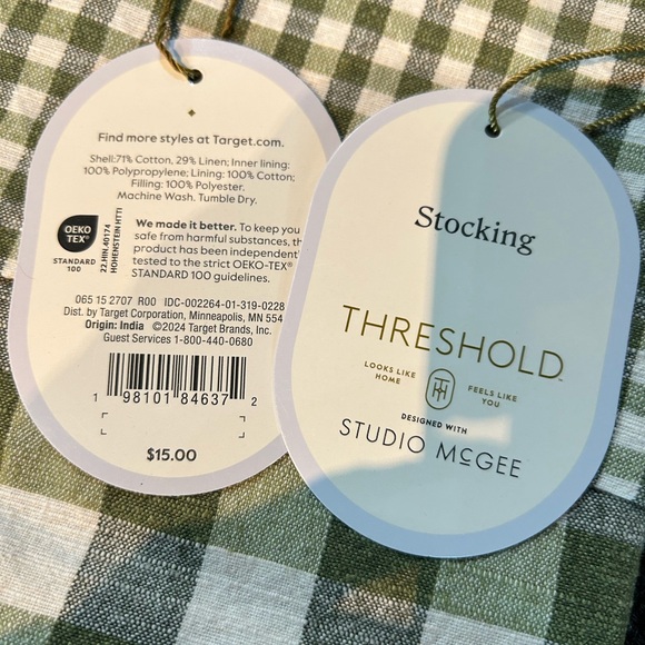 Threshold Studio McGee Plaid Stocking - Green and White - Picture 2 of 2